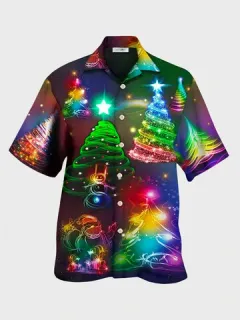 Camisas con estampado de árbol de Navidad degradado