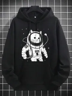 Sudaderas con capucha Astronauta de dibujos animados Gato