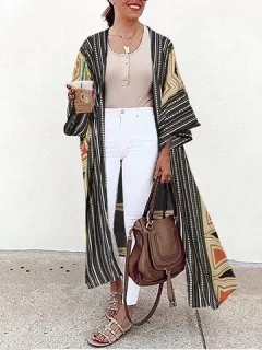 Bohemian Print Long Sleeve Kimono