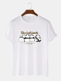 Camisetas con estampado de letras Cartoon Panda