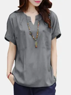 Leisure Pocket Button Blouse