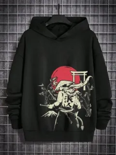 Sudaderas con capucha con estampado de sol rojo Ninja