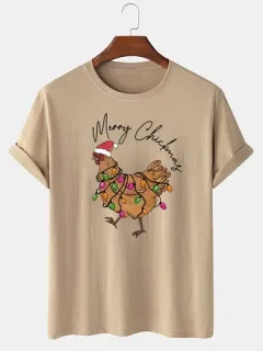 Camisetas con estampado de pollo navideño