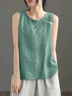 Camiseta sin mangas con bajo con abertura en contraste