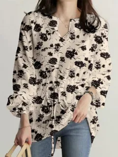 Blusa con cordón en la cintura con estampado floral