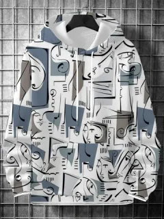 Sudaderas con capucha con estampado geométrico de cara abstracta