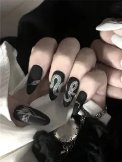 Black White False Nails