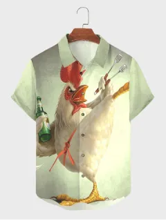 Camisas casuales con estampado de pollo de dibujos animados