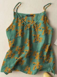 Camisola de espagueti con estampado floral Planta