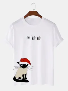 Navidad Sombrero Gato Camisetas estampadas