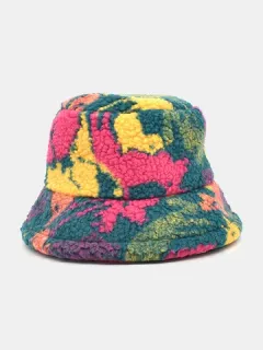 Cubo casual de terciopelo con estampado de color de mezcla de algodón para mujeres y hombres Sombrero