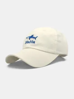 Gorra de béisbol unisex con bordado de letras de tiburón