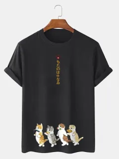 Camisetas con estampado de dibujos animados japoneses Gato