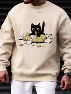 Sudaderas informales con estampado de dibujos animados Gato