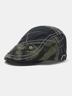 Hombres Patchwork Camo Hebilla Pegatinas Boinas