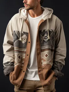 Chaqueta Étnica Geo Con Capucha Camisa