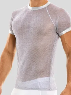 Camisetas transparentes de malla brillante