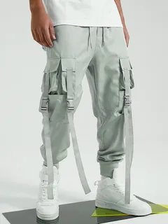 Hombres Hip Hop Street Style Ribbon Carga Pantalones