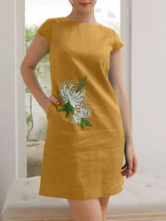 Cotton Floral Embroidery Dress