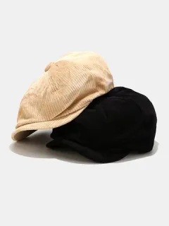 Boina casual sólida de pana de moda para hombre Sombrero