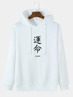 Sudaderas con capucha con estampado de letras y caracteres chinos