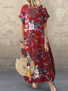 vendimia Maxi Estampado de flores Vestido