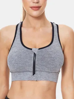 Plus Size Front Zipper High Elasticity Sports Bras