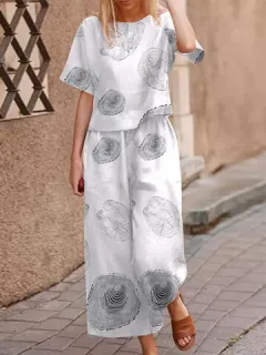 Traje de 2 piezas de pierna ancha con estampado