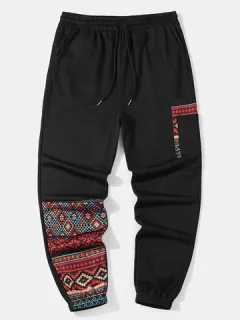 Pantalones deportivos con patchwork geométrico étnico