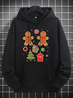 Sudaderas con capucha con estampado navideño de hombre de jengibre