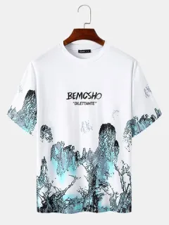 Camisetas con estampado de paisaje de letras