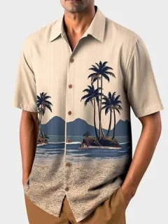 Camisas con estampado de paisaje de árboles de coco