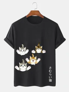 Camisetas estampadas japonesas lindas Gato