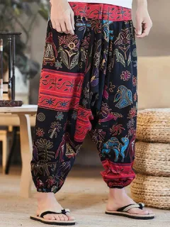 Harem holgado con estampado tribal Pantalones