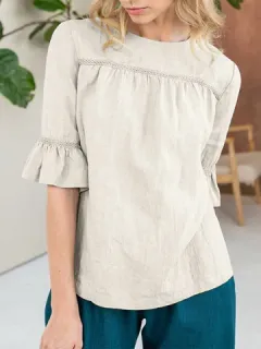 Ruffle Sleeve Splicing Detail Blouse