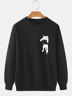 Sudaderas con estampado de gato en el pecho