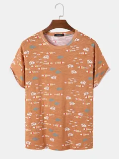 Camisetas de algodón con estampado de peces