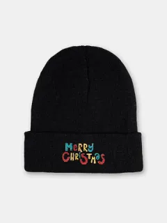 Gorro de Navidad con bordado de letras unisex Sombrero