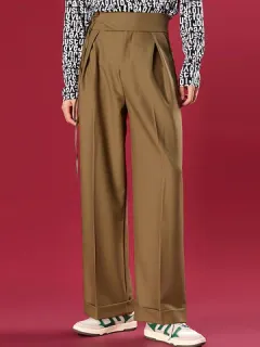 Corbata Plisada Cintura Alta Pantalones