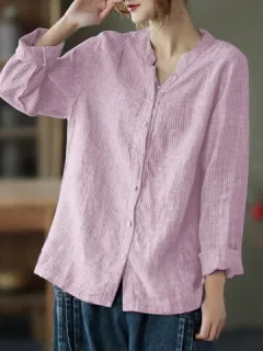 Muesca a rayas Cuello Informal Camisa