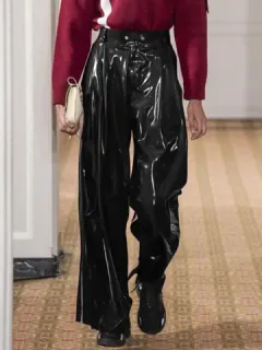 Mens Patent Leather High Waist Pants