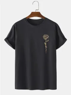 Camiseta con estampado de rosas Cuello