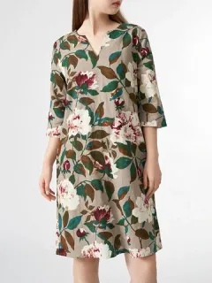 Estampado de hojas de flores por toda la prenda Vestido