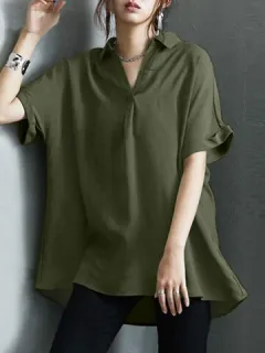 Blusa informal con cuello Johnny liso