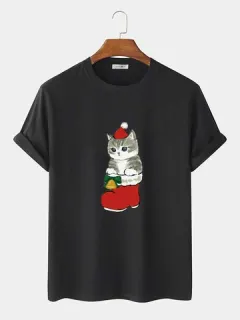 Linda Navidad Gato Camisetas gráficas