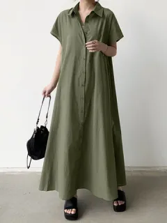 Maxi Solapa Lisa Camisa Vestido