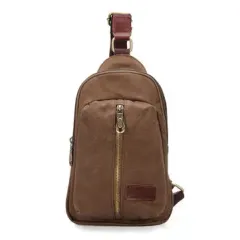 Men Casual Canvas Chest Bag Outdoor Travel Sport Durable Crossbody Bag