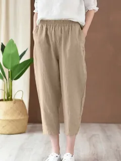 Cintura elástica sólida Haren Pantalones