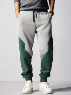 Pantalones deportivos con patchwork de dos tonos