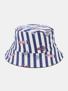 Mujeres y hombres Anchor Striped Patrón Bucket Sombrero